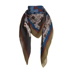 FOULARD VERDE CHIARO E GRIGIO IN LANA Motivo etnico