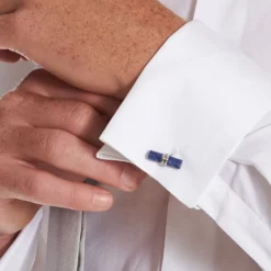 GEMELLI DA POLSO BARRETTA CON LAPIS In argento