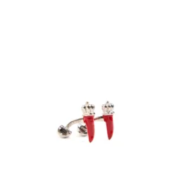 GEMELLI DA POLSO CON CORNETTO ROSSO In argento
