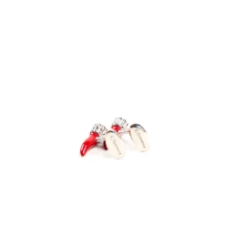GEMELLI DA POLSO CON CORNETTO ROSSO In argento