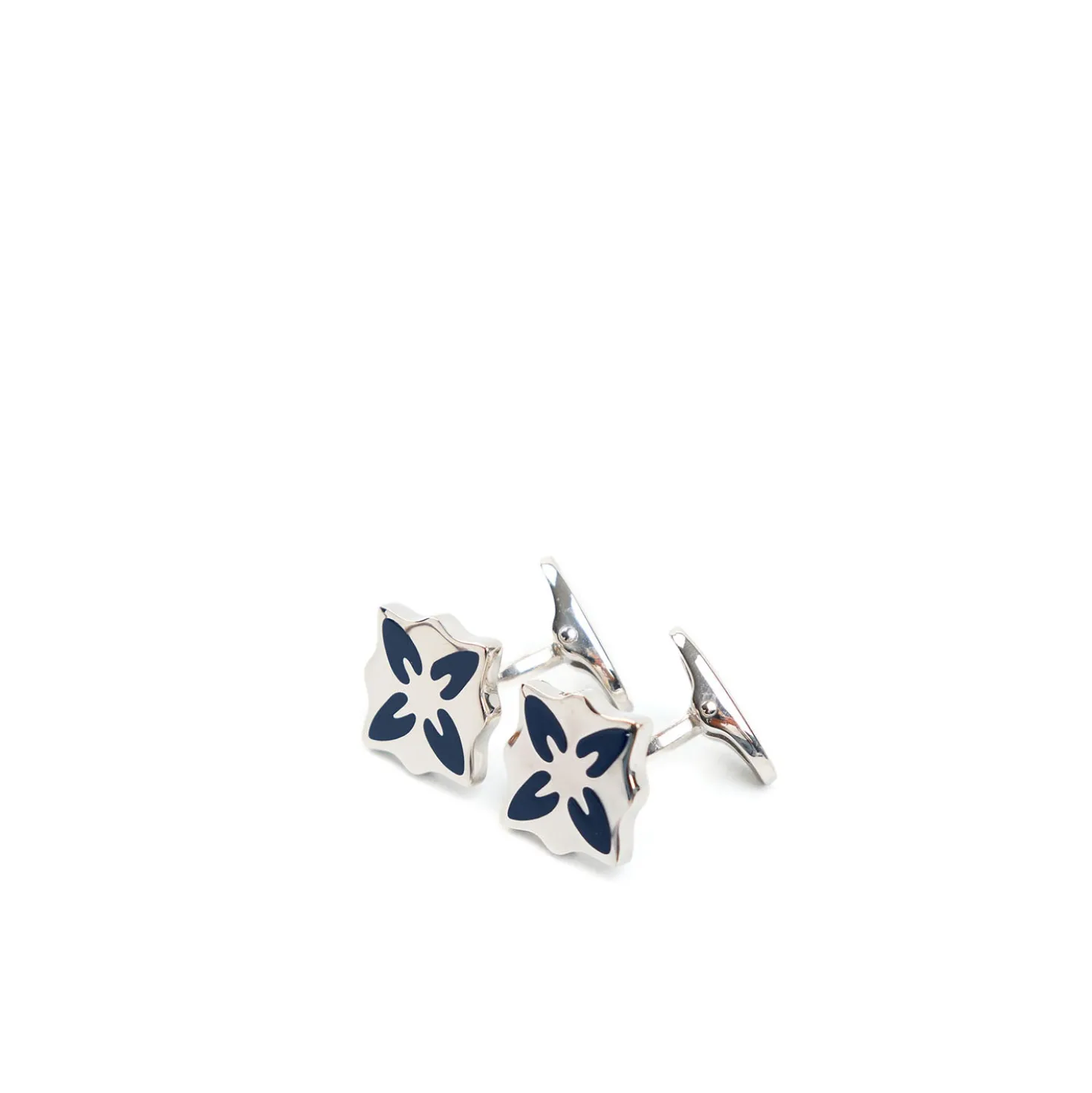 GEMELLI DA POLSO FIORE ARCHIVIO In argento e smalto blu
