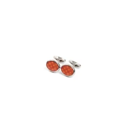 GEMELLI DA POLSO IN ARGENTO ARANCIONECon microfantasia fiore