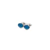GEMELLI DA POLSO IN ARGENTO AZZURRO POLVERECon microfantasia fiore