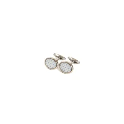 GEMELLI DA POLSO IN ARGENTO BIANCO Con microfantasia fiore