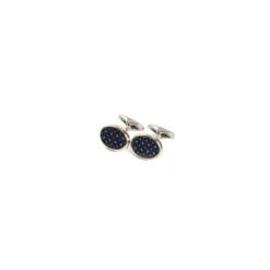 GEMELLI DA POLSO IN ARGENTO BLU SCURO Con microfantasia fiore