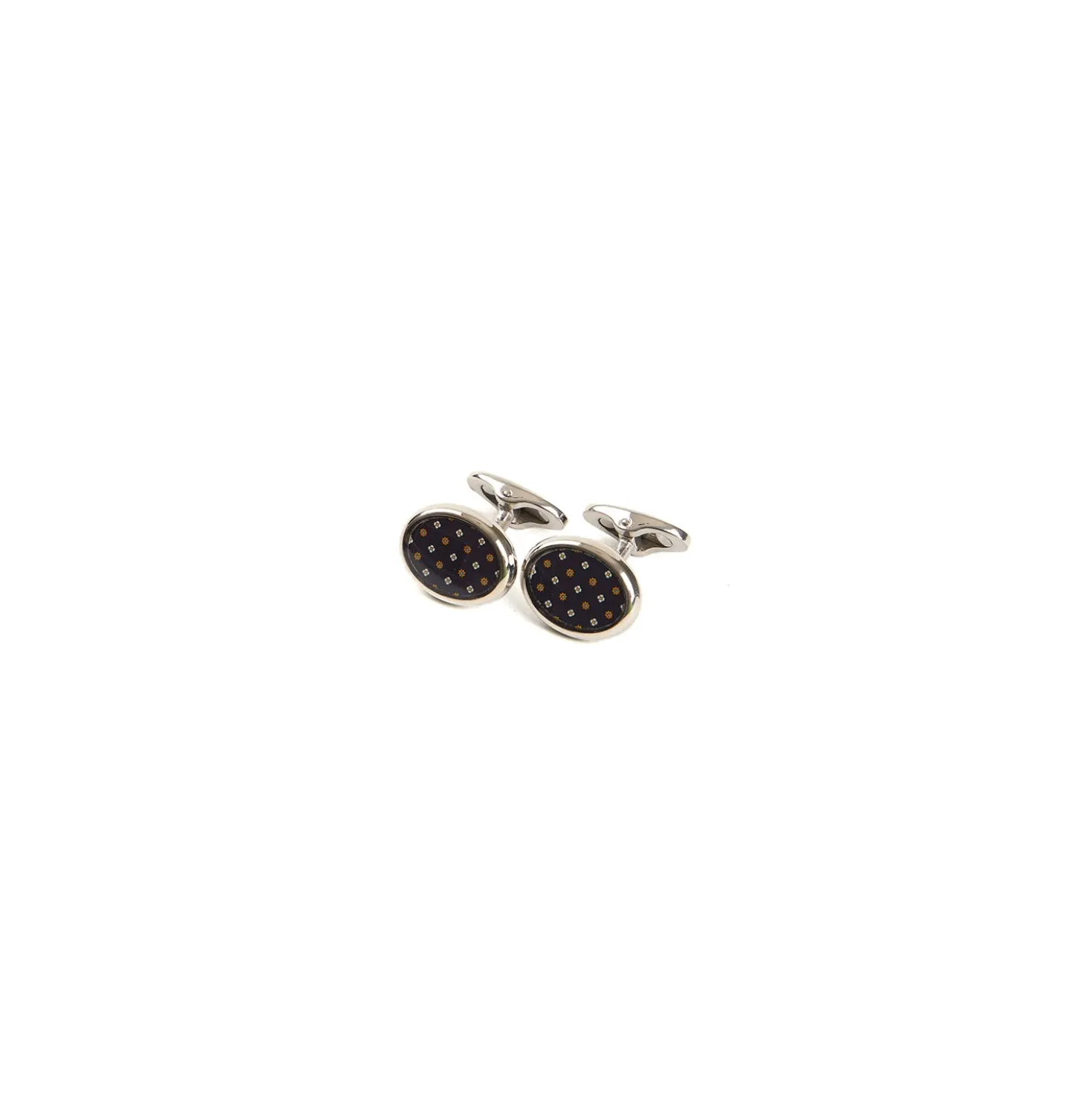 GEMELLI DA POLSO IN ARGENTO BLU SCURO Con microfantasia fiore