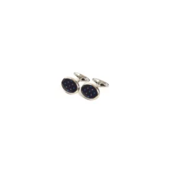 GEMELLI DA POLSO IN ARGENTO BLU Con microfantasia fiore