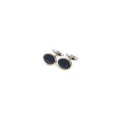 GEMELLI DA POLSO IN ARGENTO BLU SCURO Con microfantasia fiore