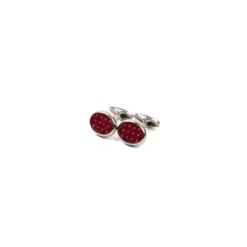 GEMELLI DA POLSO IN ARGENTO BORDEAUXCon microfantasia fiore