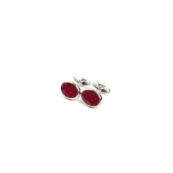 GEMELLI DA POLSO IN ARGENTO BORDEAUXCon microfantasia fiore