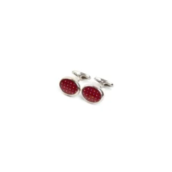 GEMELLI DA POLSO IN ARGENTO BORDEAUXCon microfantasia fiore