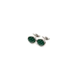 GEMELLI DA POLSO IN ARGENTO VERDECon microfantasia fiore