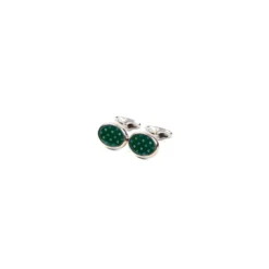 GEMELLI DA POLSO IN ARGENTO VERDECon microfantasia fiore
