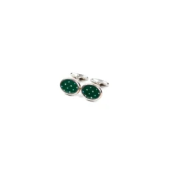 GEMELLI DA POLSO IN ARGENTO VERDECon microfantasia fiore