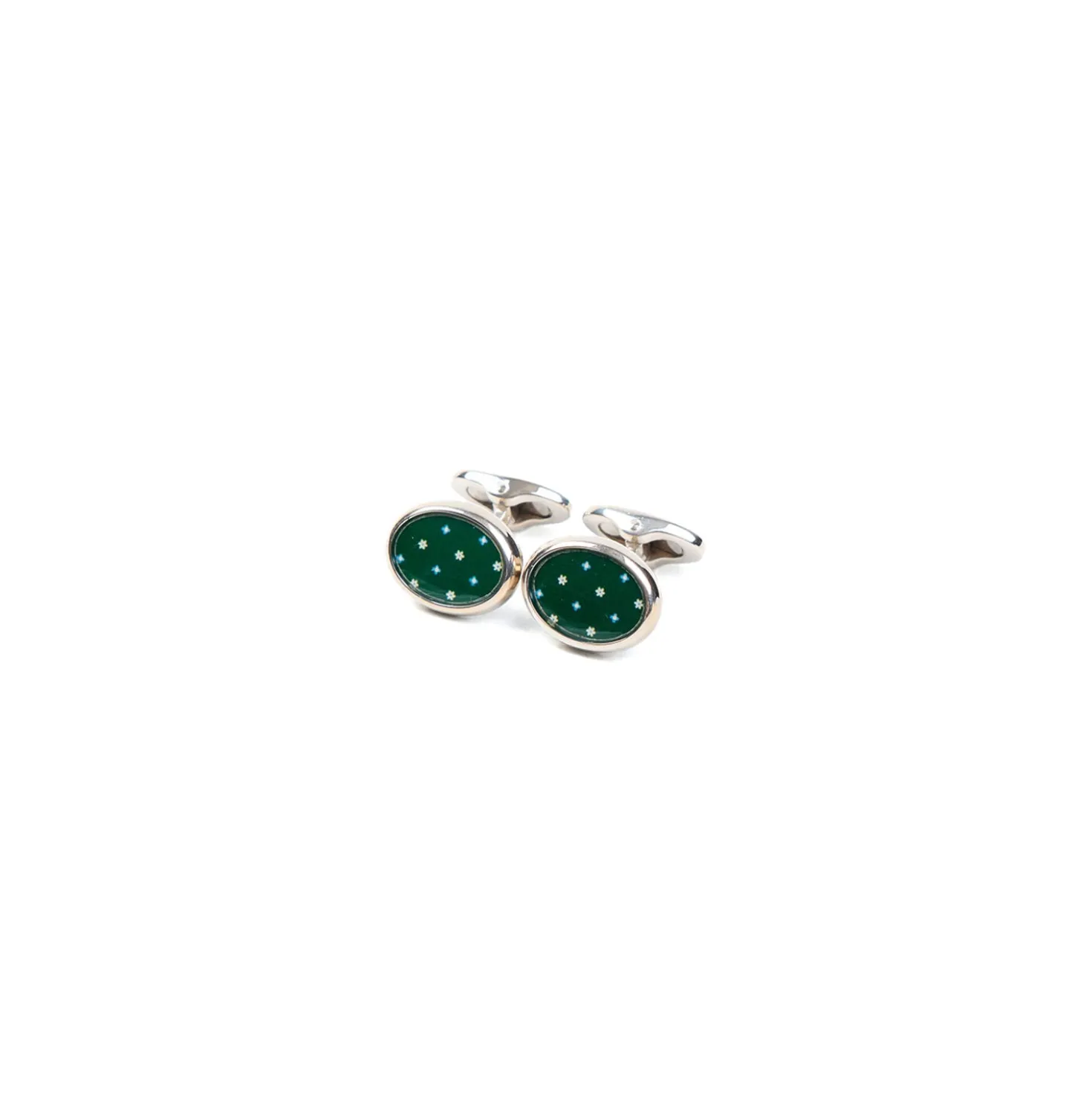 GEMELLI DA POLSO IN ARGENTO VERDECon microfantasia fiore