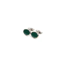 GEMELLI DA POLSO IN ARGENTO VERDECon microfantasia fiore