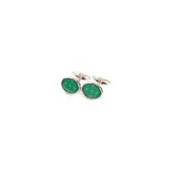 GEMELLI DA POLSO IN ARGENTO VERDE Con microfantasia fiore