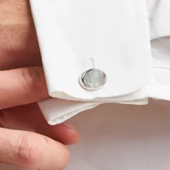 GEMELLI DA POLSO OVALE CON MADREPERLA In argento