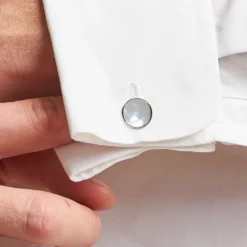 GEMELLI DA POLSO TONDO CON MADREPERLA In argento