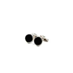 GEMELLI DA POLSO TONDO CON ONICE In argento