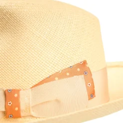 PANAMA MODELLO AMEDEO DETTAGLI IN SETA ARANCIO, 56 CM E. marinella x borsalino