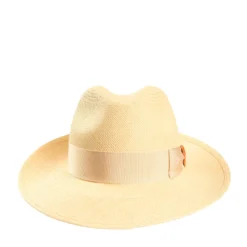 PANAMA MODELLO AMEDEO DETTAGLI IN SETA ARANCIO, 56 CM E. marinella x borsalino