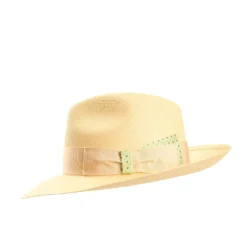 PANAMA MODELLO AMEDEO DETTAGLI IN SETA VERDE, 56 CM E. marinella x borsalino