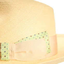 PANAMA MODELLO AMEDEO DETTAGLI IN SETA VERDE, 56 CM E. marinella x borsalino