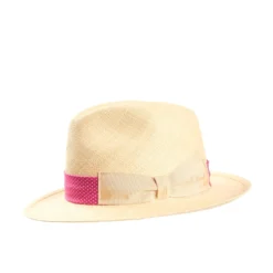 PANAMA MODELLO FEDERICO CON CINTA IN SETA FUCSIA, 56 CM E. marinella x borsalino