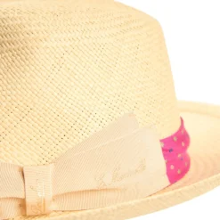PANAMA MODELLO FEDERICO CON CINTA IN SETA FUCSIA, 56 CM E. marinella x borsalino