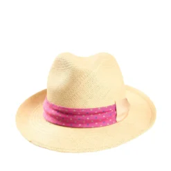 PANAMA MODELLO FEDERICO CON CINTA IN SETA FUCSIA, 56 CM E. marinella x borsalino