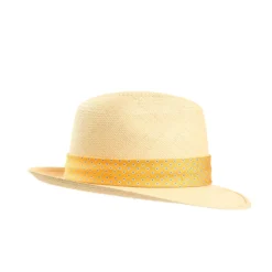PANAMA MODELLO FEDERICO CON CINTA IN SETA GIALLA, 56 CM E. marinella x borsalino