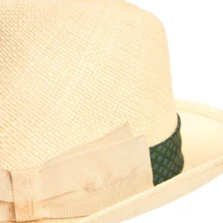 PANAMA MODELLO FEDERICO CON CINTA IN SETA VERDE, 58 CM E. marinella x borsalino