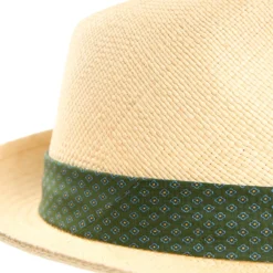PANAMA MODELLO FEDERICO CON CINTA IN SETA VERDE, 58 CM E. marinella x borsalino