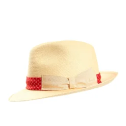 PANAMA MODELLO FEDERICO CON CINTA IN SETA ROSSA, 58 CM E. marinella x borsalino