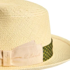 PANAMA MODELLO FEDERICO CON DETTAGLI IN SETA VERDE, 56 CM E. marinella x borsalino