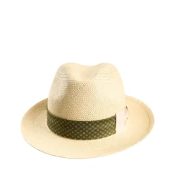 PANAMA MODELLO FEDERICO CON DETTAGLI IN SETA VERDE, 56 CM E. marinella x borsalino