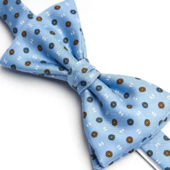 PAPILLON ANNODATO IN SETA AZZURRA Microfantasia fiore