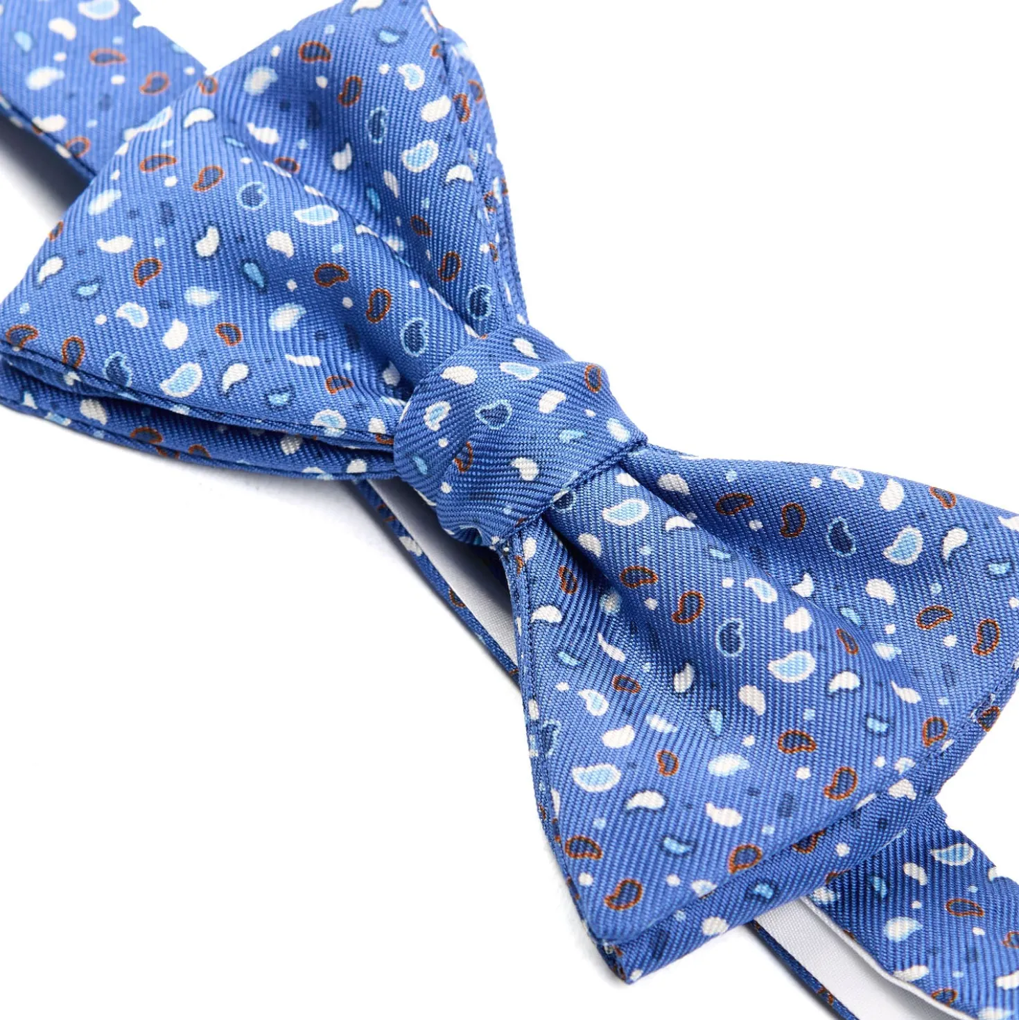 PAPILLON ANNODATO IN SETA AZZURRO POLVERE Microfantasia fiore