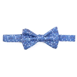 PAPILLON ANNODATO IN SETA AZZURRO POLVERE Microfantasia fiore