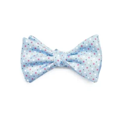 PAPILLON ANNODATO IN SETA AZZURRO Microfantasia geometrica