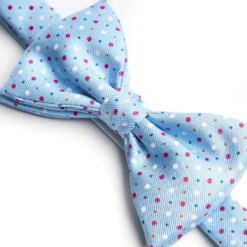 PAPILLON ANNODATO IN SETA AZZURRO Microfantasia geometrica