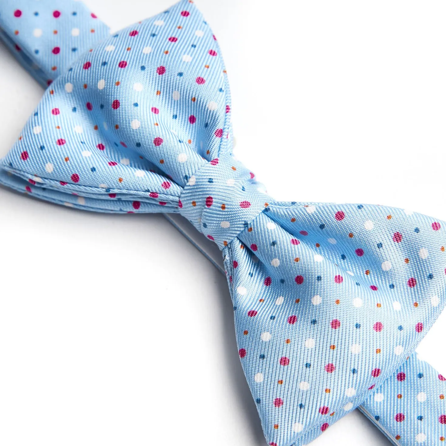 PAPILLON ANNODATO IN SETA AZZURRO Microfantasia geometrica