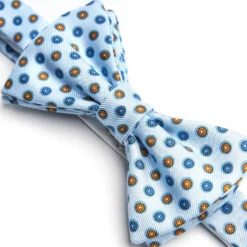 PAPILLON ANNODATO IN SETA AZZURRO Microfantasia fiore