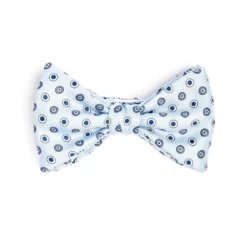 PAPILLON ANNODATO IN SETA AZZURRA Microfantasia geometrica
