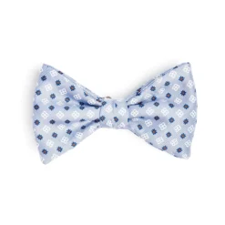PAPILLON ANNODATO IN SETA AZZURRA Microfantasia fiore