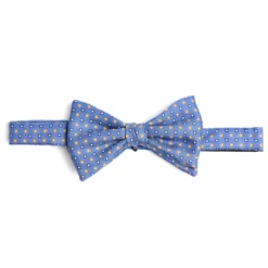 PAPILLON ANNODATO IN SETA AZZURRO POLVERE Microfantasia fiore