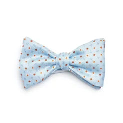 PAPILLON ANNODATO IN SETA AZZURRO Microfantasia fiore