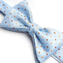 PAPILLON ANNODATO IN SETA AZZURRO Microfantasia fiore