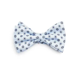 PAPILLON ANNODATO IN SETA AZZURRO Microfantasia geometrica